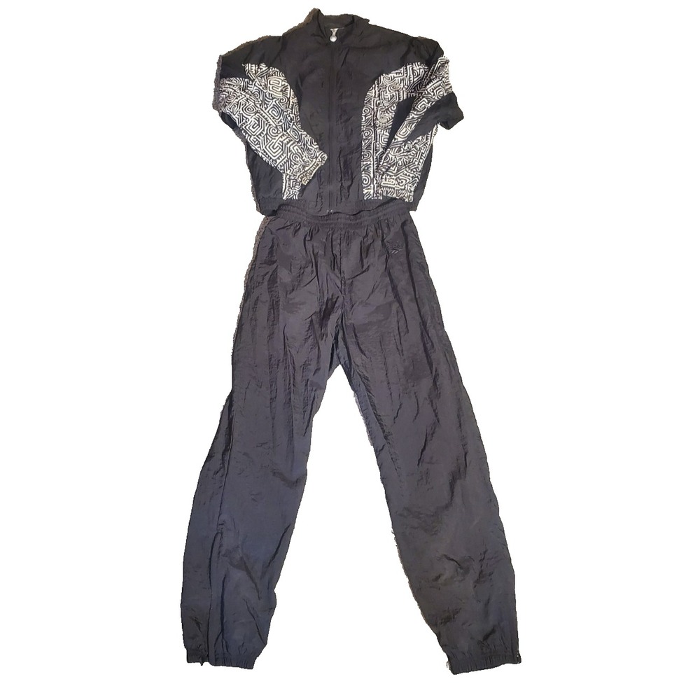 Vintage Reebok Women's Black Track‎ Suit Jacket/ Pants Medium